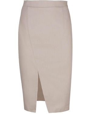 Conquista Neutrals Denim Style Pencil Skirt - Brown