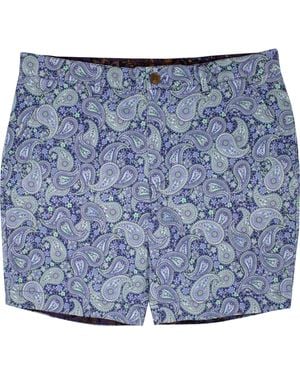 lords of harlech John Pow Paisley Flat Front Short - Blue