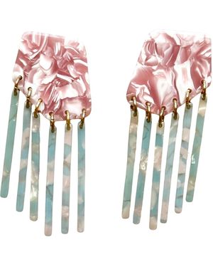 CLOSET REHAB Shield Fringe Earrings - Pink