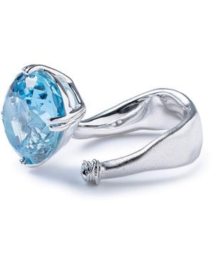 German Kabirski Veyra Open Ring With Natural Oval Cut Topaz - Blue