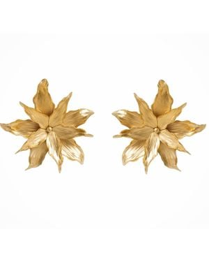 Meraki by Rashmi Bajaj Star Flower Plated Dangle Earrings - Metallic