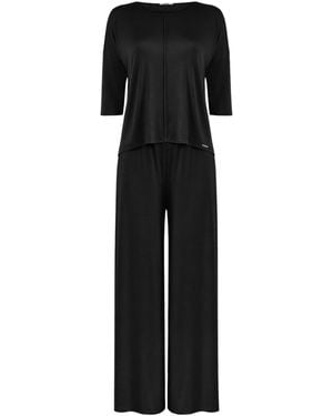 Oh!Zuza Jackie Loungewear Pyjama Set With Wide-Leg Trousers – - Black