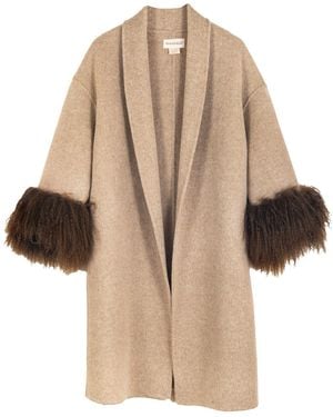 Shaded the Label Neutrals The Perran Camel Wool & Mongolian Shearling Coat - Natural
