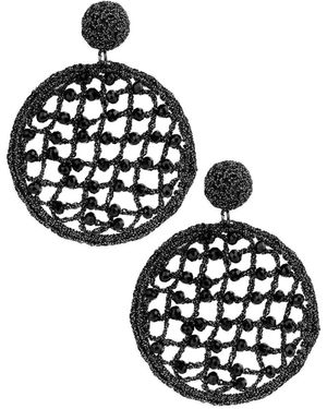Saachi Sparkly Crystal Crochet Earrings - Black