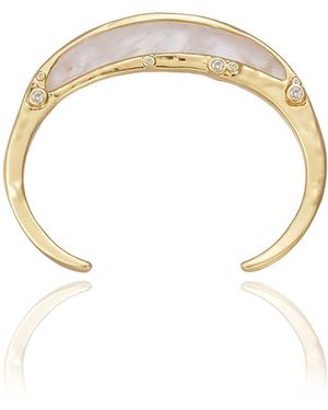 Rare Matters Jewelry Gemstone Inlay Bangle Cuff - Metallic