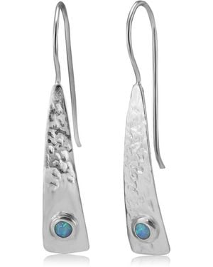 Isla Silver Handmade Sterling Opal Textured Earrings - White