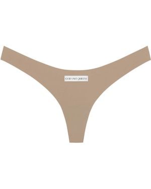 GOD SAVES QUEENS Neutrals Second Skin Thong Mocha - White