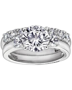 Diamonbliss 3.3 Carats Round Cut Three Stones Wedding Set - White