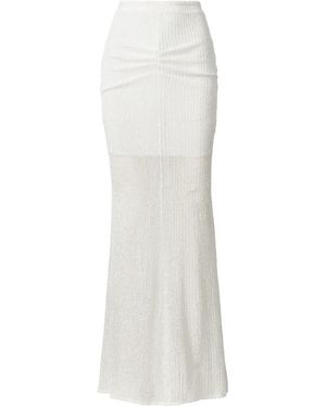 Lita Couture Sequin Ruched Maxi Skirt - White