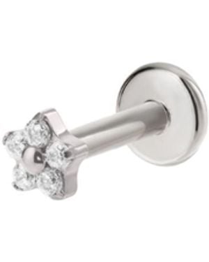 Vanhi Crystal Flower Threadless Flat Back Titanium Cartilage Stud - White