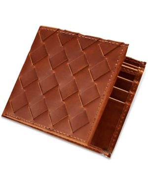 VIDA VIDA Plaited Tan Leather Card Wallet - Brown