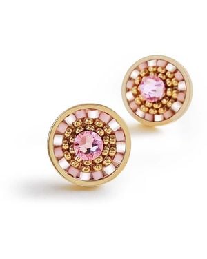 EDEN + ELIE Striped Medallion Stud Earrings - White