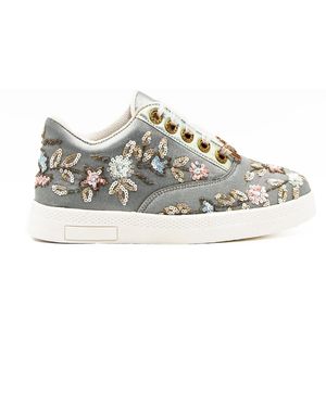 Rettrose Cora Luxury Satin Handmade Embellished Tennis Shoe - Gray