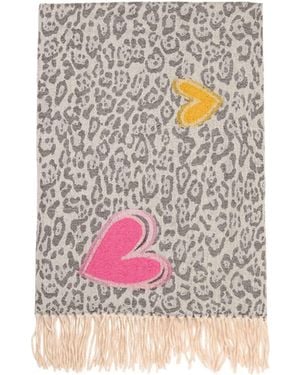 James Lakeland Leopard Print Heart Scarf - White