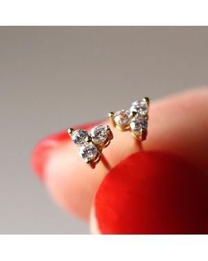 VicStoneNYC Fine Jewelry Natural Trio Diamond Stud Earrings - Metallic