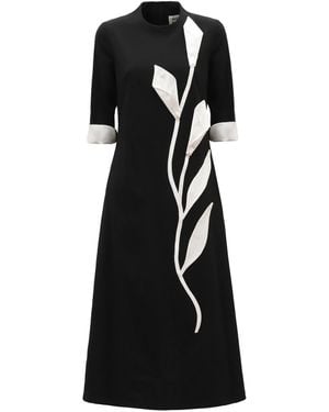 Julia Allert Art-Inspired Semi-Fitted Three-Quarter Sleeves Dress - Black
