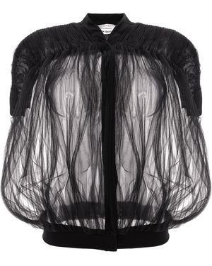Silvia Serban Pleated Tulle Blazer - Black