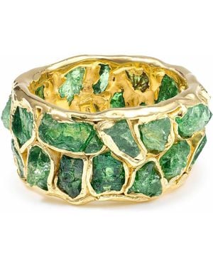 German Kabirski Viridi Wide Barrel Plated Ring With Tsavorite - Green