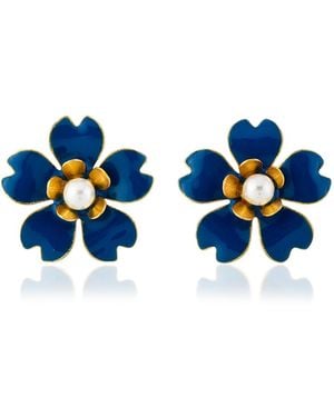 Milou Jewelry Buttercup Flower Earrings - Blue