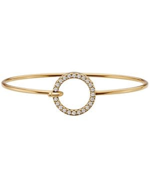 Aya Fine Jewelry Olivine Round Lab Grown Diamond Open Cuff Dainty Bangle - Metallic