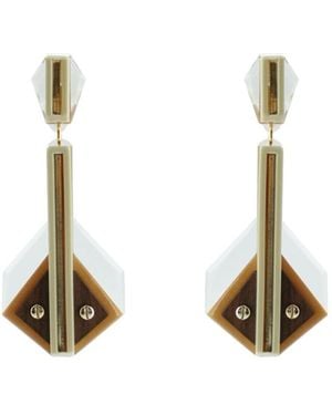 Gissa Bicalho Handmade Acrylic Earring Clef Crystal - Metallic