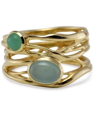 Isla Silver Aqua Chalcedony & Chrysoprase Vermeil Statement Ring - White