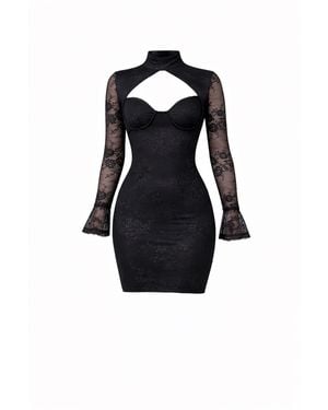 Icon Leva Raven Floral Lace Bodycon Mini Dress - Black
