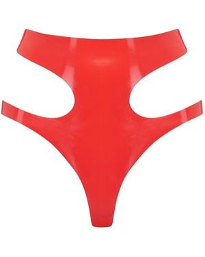Elissa Poppy Latex Cut Out Thong - Red