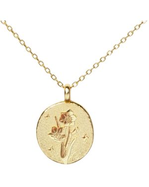 Little Sky Stone Narcissus December Birth Flower Necklace - Metallic