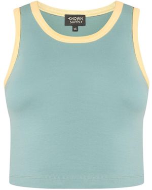 Known Supply Piped Razor Back Cotton Tank - Blue