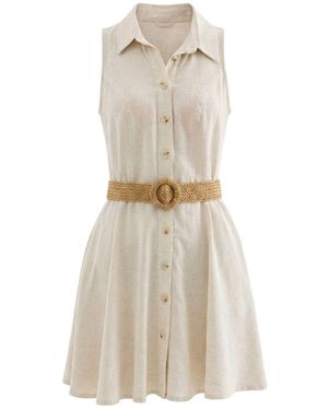Monlicia Neutrals Mono Belted Mini Shirt Dress - Natural
