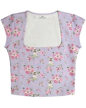 Cloud Haven Smiling Pit Square Neck Tee - Pink