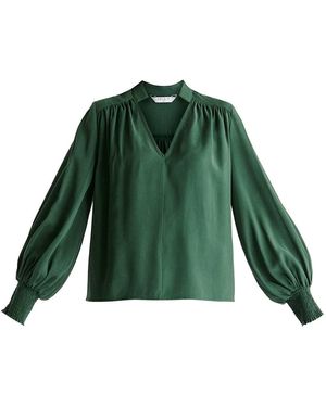Paisie V-Neck Blouse With Gathered Detail - Green