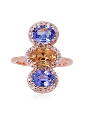 Artisan Multi-Sapphire & Diamond Halo Ring - Metallic