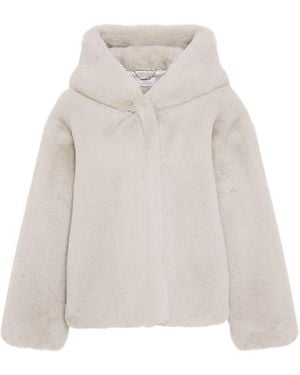 ISSY LONDON Neutrals Jade Hooded Luxe Recycled Vegan Faux Fur Jacket Neutral - White