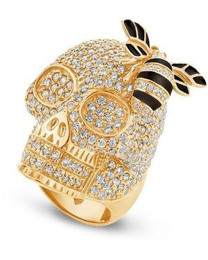SALLY SKOUFIS Renewal Ring With Made Cz Diamond Stimulant Diamonds & Enamel - Metallic