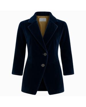 BEIRA Maggie Longline Tailored Velvet Jacket - Blue