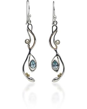 Isla Silver Topaz & Pearl Drop Earrings - Metallic