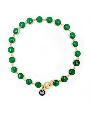 Persia Dona Jewelry Agate X Evil Eye Charm Necklace - Green