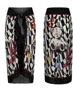 LOVEIST STORE Layla Pop Art Cotton Sarong Pareo - Black