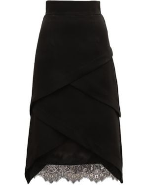 Julia Allert Sophisticated High-Waisted Skirt With Lace Hem - Black