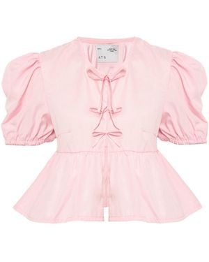 Ats the Label Flair Ribbon Crop Top - Pink