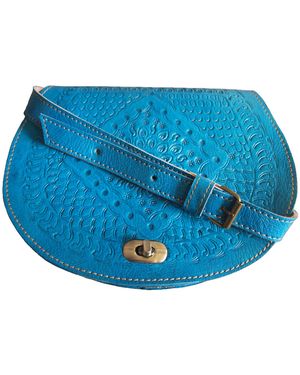 Berber Leather The Temara Embossed Saddle Bag - Blue
