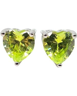 Harfi Peridot Heart Sterling Stud Gemstone Earrings - Green