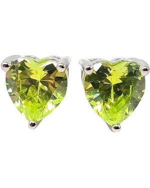 Harfi Peridot Heart Sterling Stud Gemstone Earrings - Green