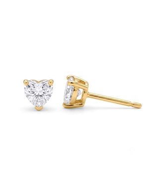 Zahav Jewelry 10K Solid 3Mm Heart Cz Stud Earrings - Metallic