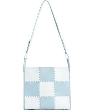 Orange Cube Large Mosaic Square Stitch Tote Bag - Blue