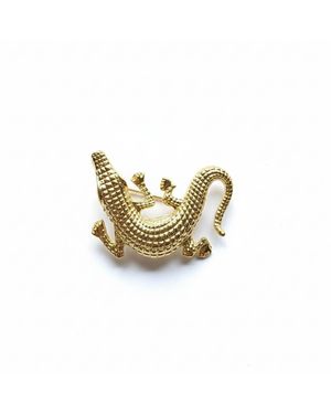 Silver & Elegant Co. Crocodile Thick Plated Bronze Brooch - Metallic