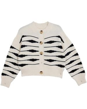 Saachi Zebra Buttoned Knit Cardigan - Metallic