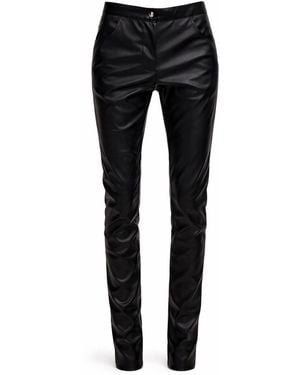 Serotoninn Slim Fit Faux Leather Trousers - Black